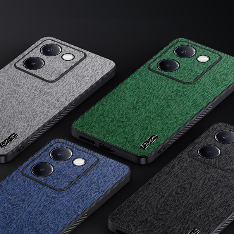 For vivo Y100i 5G Cell Phone Case Wood Grain PU+PC+TPU Protective Cover - Black For vivo Y100i 5G Cell Phone Case Wood Grain PU+PC+TPU Protective Cover - Black